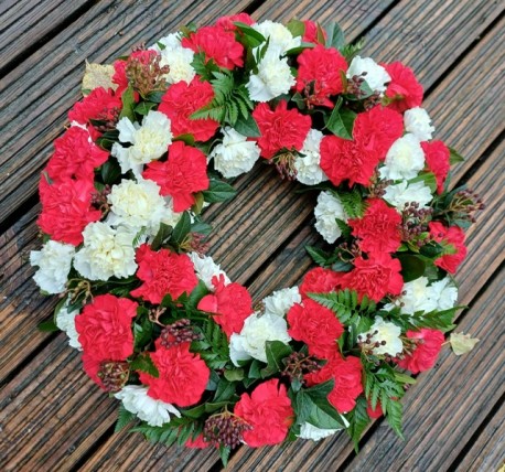 Red and White Carnation wreath