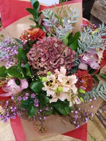 Winter Hydrangea hand tied bouquet
